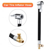Adapter, hose extension nipple on the wheel of a car, bicycle, motorcycle, or electric scooter for tire inflation with air