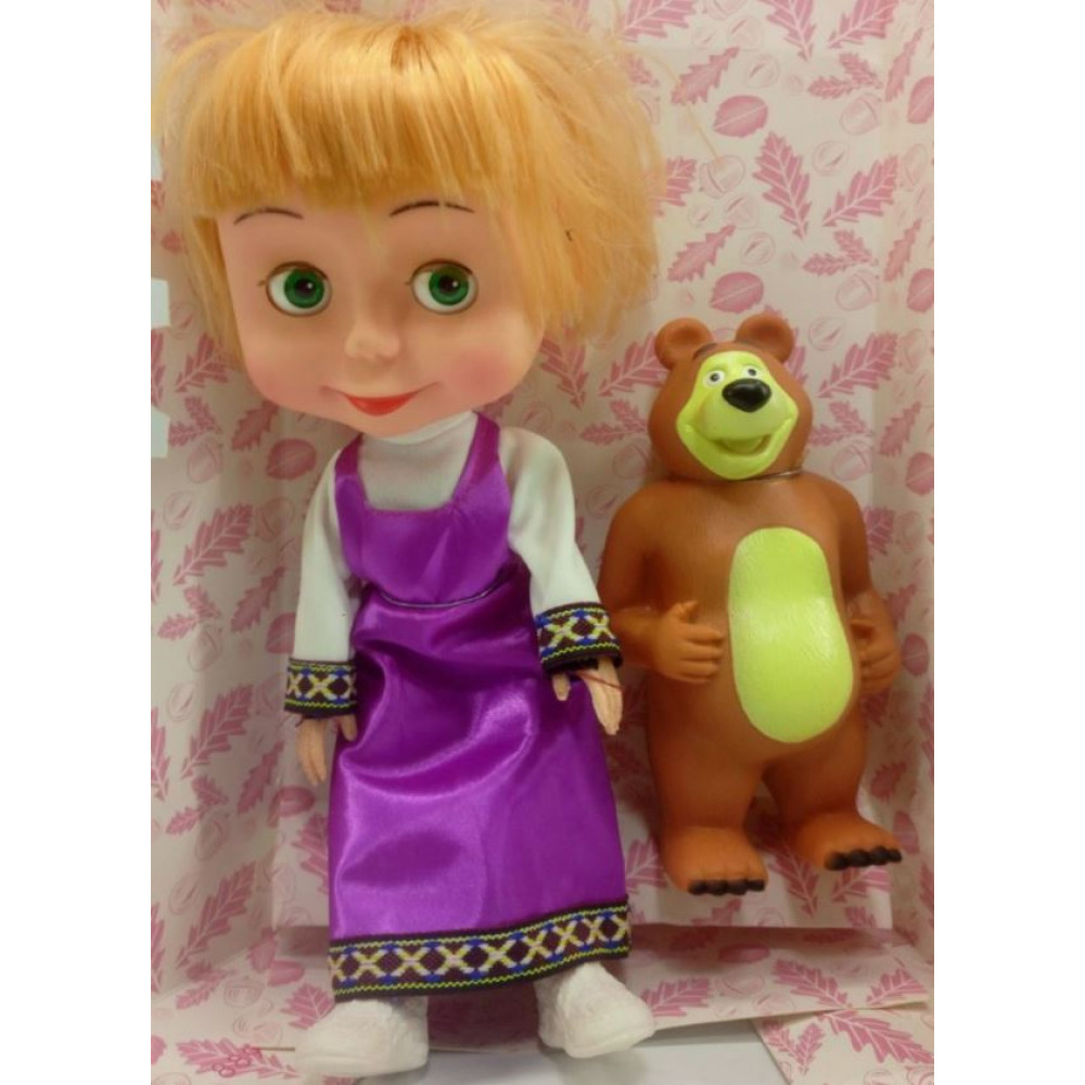 Childrens toy, dolls from the famous cartoon Masha and the Bear