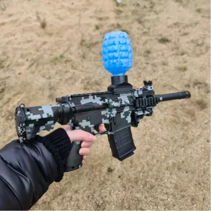 Electronic children's safe automatic machine gun, shooting water balls Orbeez for playing hydroball, with built-in battery