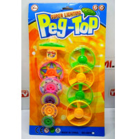 Childrens interactive educational luminous toy spinning top with a Peg-Top Super Light launcher with 10 interchangeable nozzles