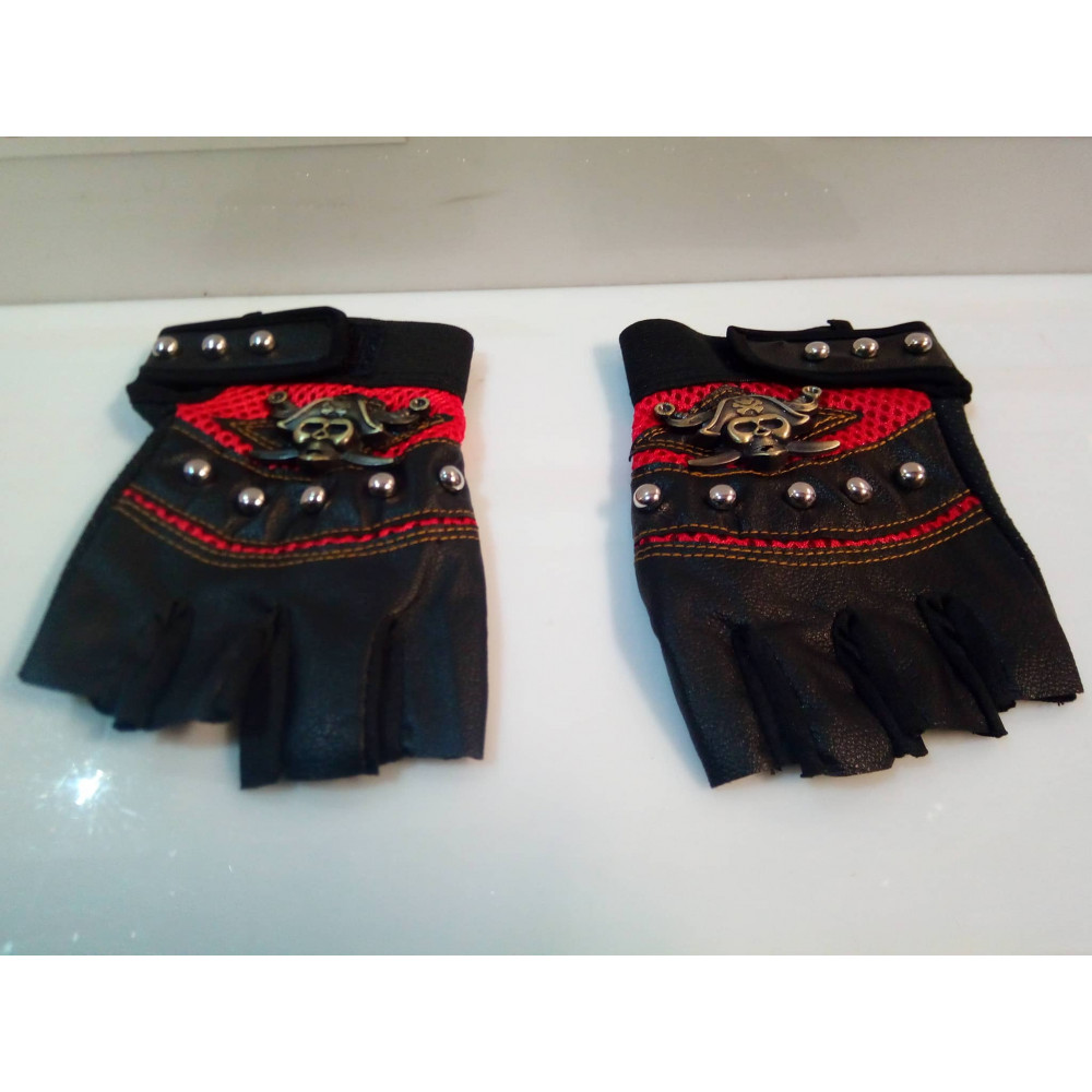 Fingerless gloves for motorcyclists made of eco-friendly leather with iron rivets