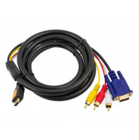 Adapter cable HDMI to VGA + 3RCA tulips 1.8M Gold - Voice, 1 m
