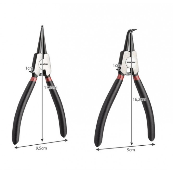 Bigstren Pliers Set, Curved Straight Round Nose Pliers for Jewelers, Locksmiths, DIYers, Snap Ring Remover