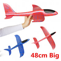 Toy throwing glider aircraft with LED illumination, battery powered