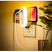 Phone charging stand with built-in night light, 2 x USB, remote control