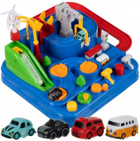 Childrens interactive toy car obstacle course, 4 cars