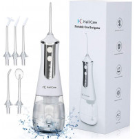 Portable oral irrigator, with LED display, battery, replaceable nozzles, for teeth whitening, cleaning braces - Haili Care