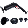 Pneumatic plunger with 4 nozzles, gun for cleaning blockages in sinks, toilets, bathtubs, sewers