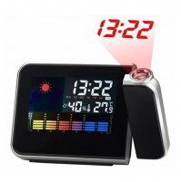 Projection alarm clock - thermometer with display of air temperature, day of the week, time, date
