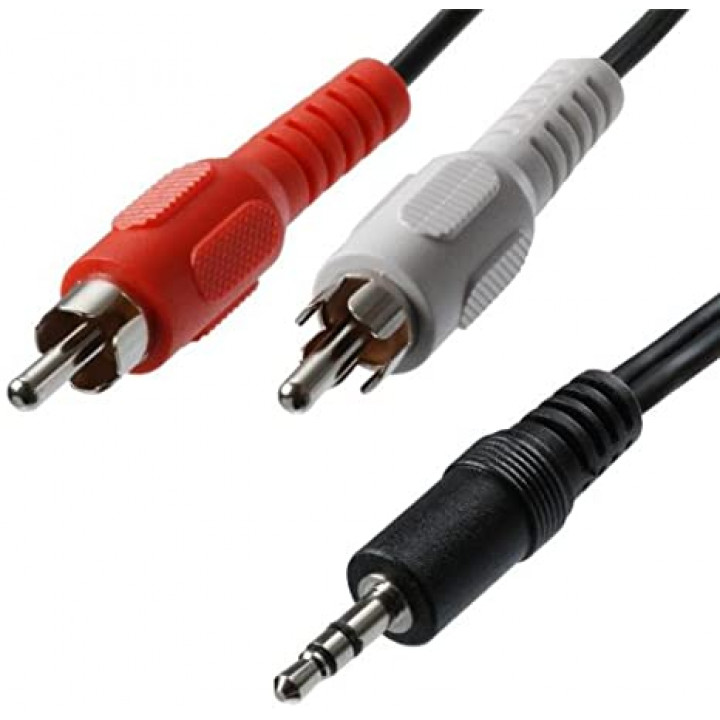 Audio kabelis mini jack 3.5 mm male papa uz 2x RCA male papa skaļruņu pieslēgšanai pie datora vai audio sistēmas