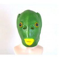 Real Green Reptilian Full Latex Mask for Carnivals, Parties, Pranks