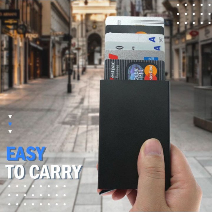 Aizsargājošs ekranējošs pop up čehols, RFID, NFC nolasīšanas novēršanai, stilīgs maks bankas kartēm