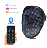 Spīdošā viedā LED maska ar programmējamu caur aplikāciju gaismas zīmējumu