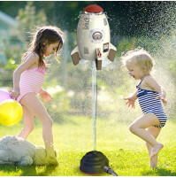 Childrens Interactive Educational Toy Sprinkler Rocket for Bathing, Outdoor Play, Connects to Hose to Launch into Space with Water