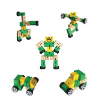 Детский деревянный конструктор, игрушка машинка робот трансформер Distortion Robot
