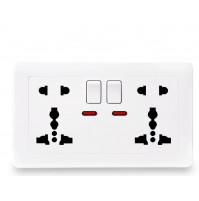 Universal recessed compact 4 x socket with switches