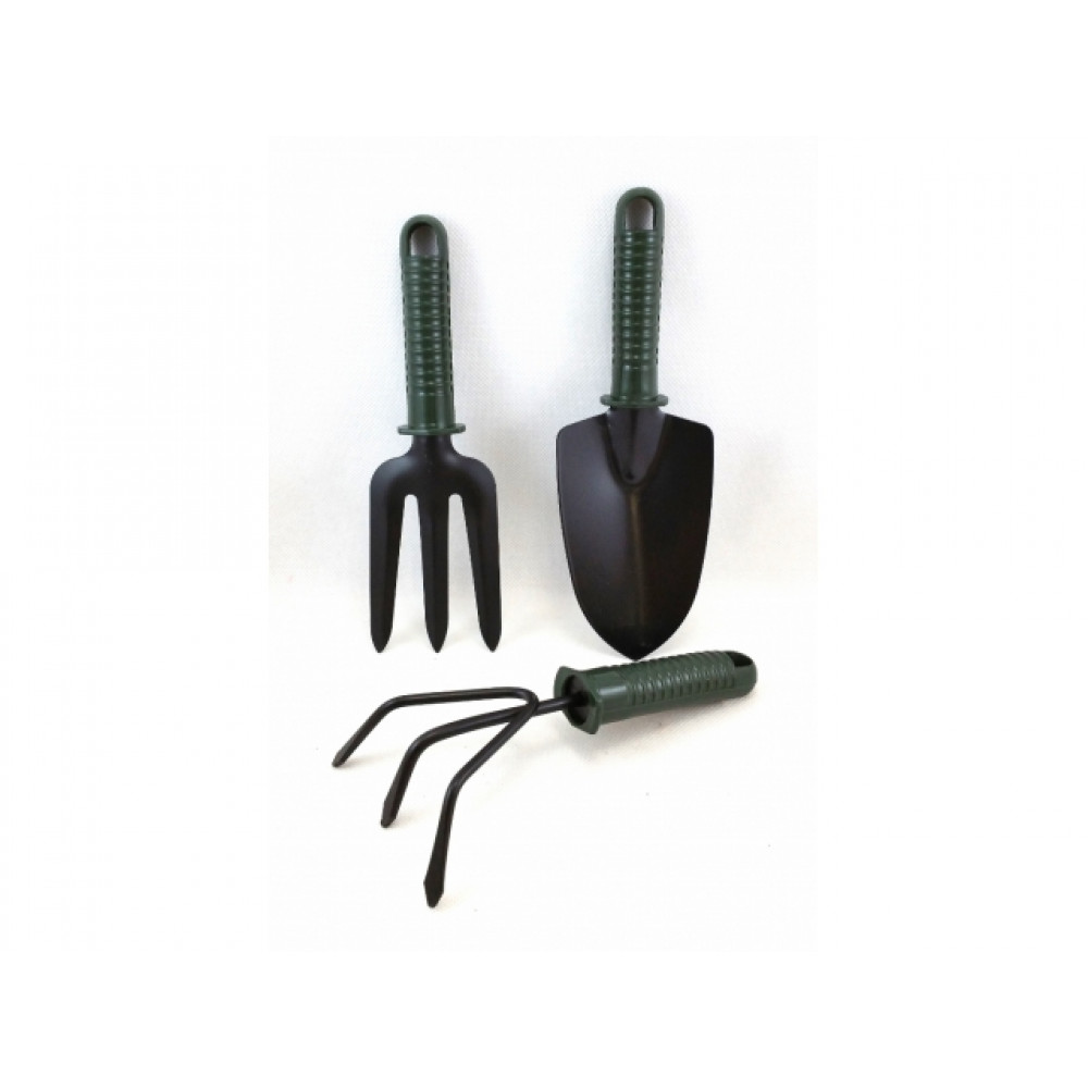 A set of garden tools for the care of beds, flower beds - scoop, fork, chopper