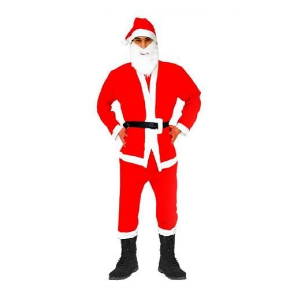 Full Christmas Santa Claus costume - hat, beard, jacket, pants, belt
