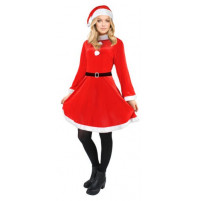 New Years Christmas suede suit of the wife of Santa Claus - Mrs. Claus, for parties, congratulations