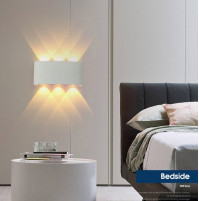 Spilgta lampa x 8 LED, stilīga sienas lampa fasādes, telpas, interjera apgaismošanai, sienas lampa guļamistabai, āra un iekštelpu apgaismojums, IP65, 8W