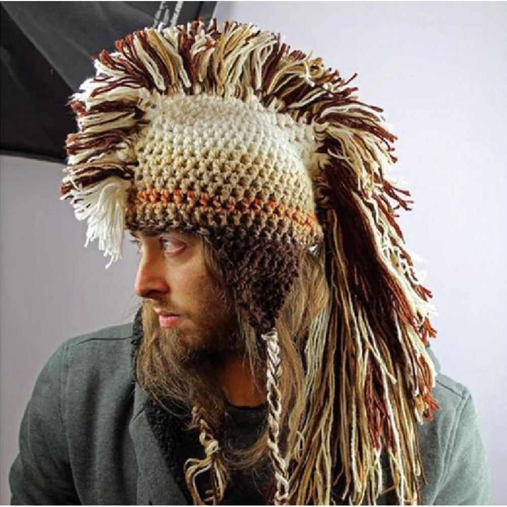 Stilīga silta adīta cepure īstam mežstrādniekam, ar milzīgu mohauku