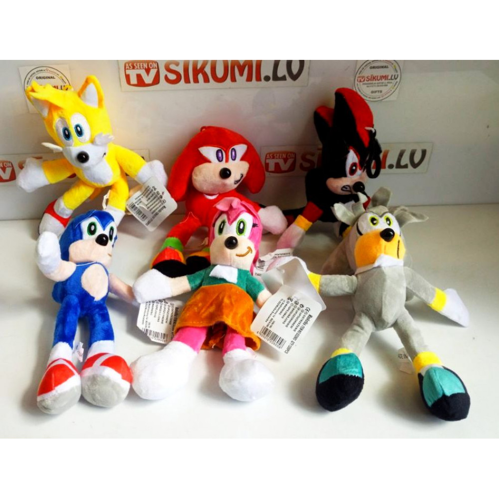 Mīksta plīša bērnu rotaļlieta no multfilmas Soniks Sonic The Hedgehog - Ezītis Shadow, Knuckles, Amy Rose, Silver, Sonic