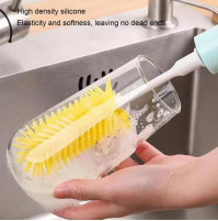 Electric brush with replaceable attachments for easy and convenient washing of glasses, thermoses, thermoses, baby bottles