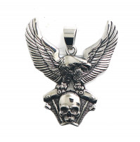 A gift for a man, a real biker - a steel pendant in the form of a motorcycle engine with a skull