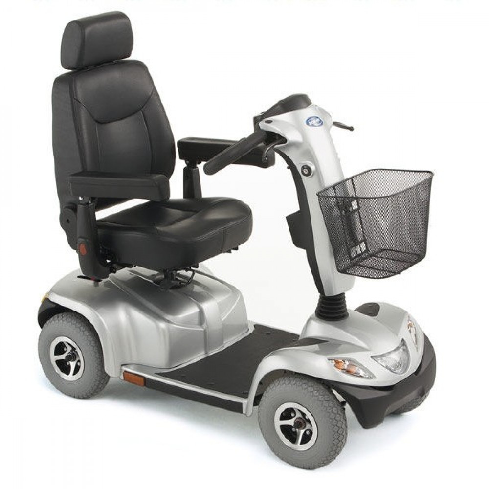 RENT. Electric powered wheelchair, electric scooter with manual steering system for comfortable independent movement of non-walking patients, disabled people