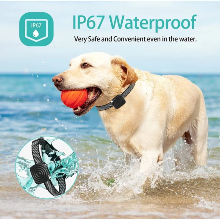 Ūdensnecaurlaidīga kompakta pretriešanas kaklasiksna suņu apmācībai, dresēšanai, riešanas atradināšanai, ar iebūvētu akumulatoru