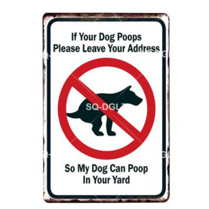 Metal sign with a dog for a private house