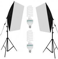 Комплект освещения для фотостудии - софтбоксы, штативы, лампы дневного света