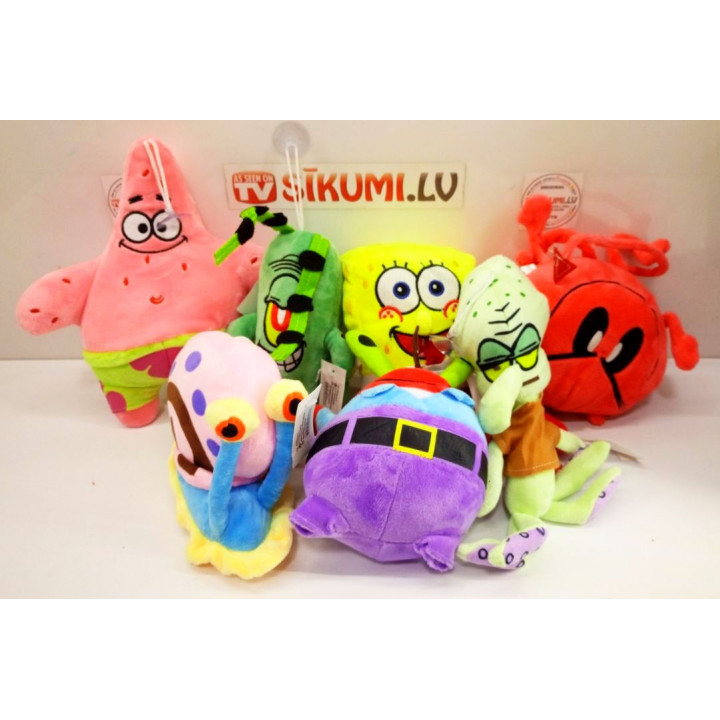 Soft plush toy - Spongebob, Squidwart, Patrick, Garry, Plankton, Mr Krabs