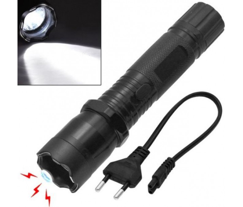 LED flashlight with a stun gun to scare away dogs - an electric shocker against barking