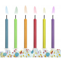 Burvju svētku sveces ar krāsainu liesmiņu dzimšanas dienas tortei, 5 gab