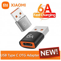 Adapter 1A or 6A for fast charging of a mobile phone, connection to a computer, Type C female to USB OTG male