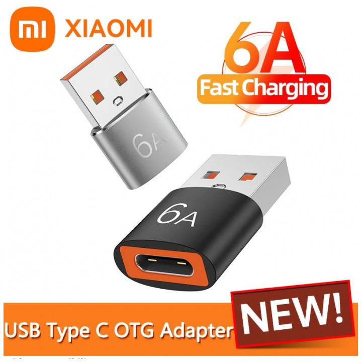 Adapter 5A 6A for fast charging of a mobile phone, connection to a computer, Type C female to USB OTG male