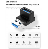 Adapteris pāreja ar leņķi, 90°, USB 3.0 štekeris male uz USB 3.0 ligzdu female