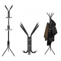 Standing floor compact universal coat rack hanger with additional hooks for bags, 170 cm