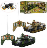 Interaktīva bērnu rotaļlieta, 2 kamuflēti tanki - tuksneša un meža, ar tālvadības pārvaldīšanu Tank War 2 in 1