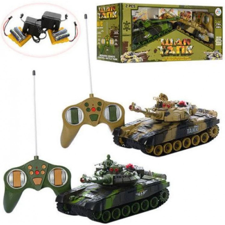Interactive childrens toy, 2 camouflage tanks - desert and forest, with remote control Tank War 2 in 1