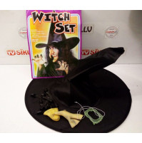 Beginning witch carnival set - nose, teeth, chin, nails, hat