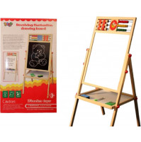 Bērnu attīstošā divpusējā tāfele zīmēšanai - magnētiskā, krīta, marķieru, ar skaitīšanas rotaļlietu