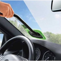 A brush with a curved handle and a microfiber attachment for high-quality washing of the windshield from the inside of the cabin Windshield Wiper