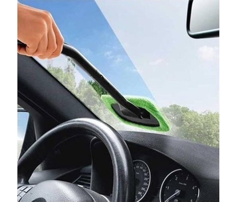 Birste ar izliektu rokturi un mikrošķiedras uzgali kvalitatīvai vējstikla tīrīšanai no salona iekšpuses Windshield Wiper