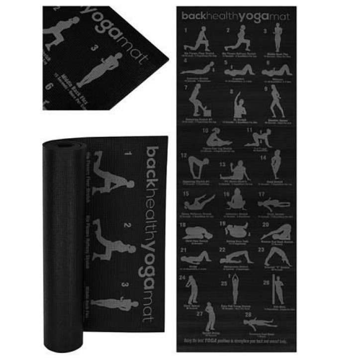 Soft foam mat with antibacterial coating, for yoga, sports, fitness, with asanas