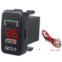 Waterproof 12V-24V Charger QC3.0 Type C PD Socket with Built-in Voltmeter for Cars, Motorcycles, Scooters