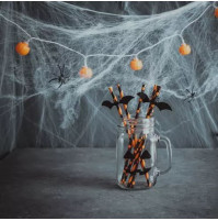 Huge stretchable artificial web with 2 spiders for home, office decoration