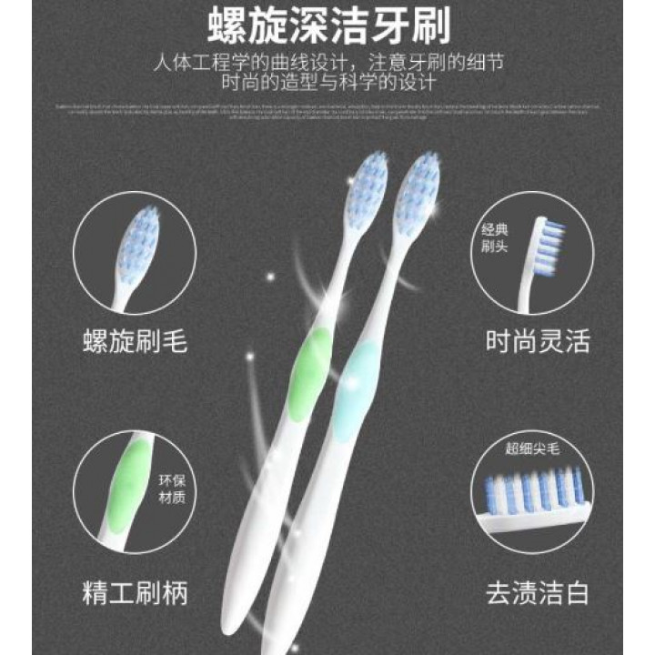 Antibacterial toothbrush with charcoal for deep cleaning and gum massage, 2 pcs - Carich