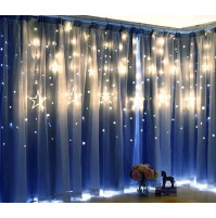 Jaunā gada Ziemassvētku virtene, aizkari Zvaigznes ar tālvadības pulti, 138 LED lampiņas